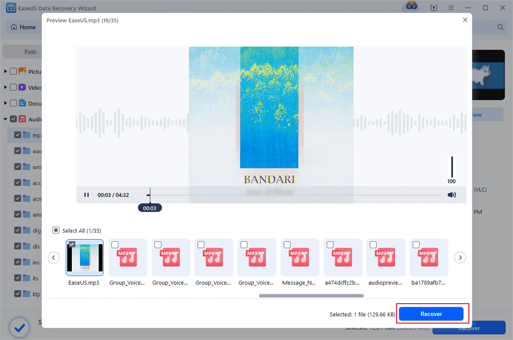 Recover and save restored audio files
