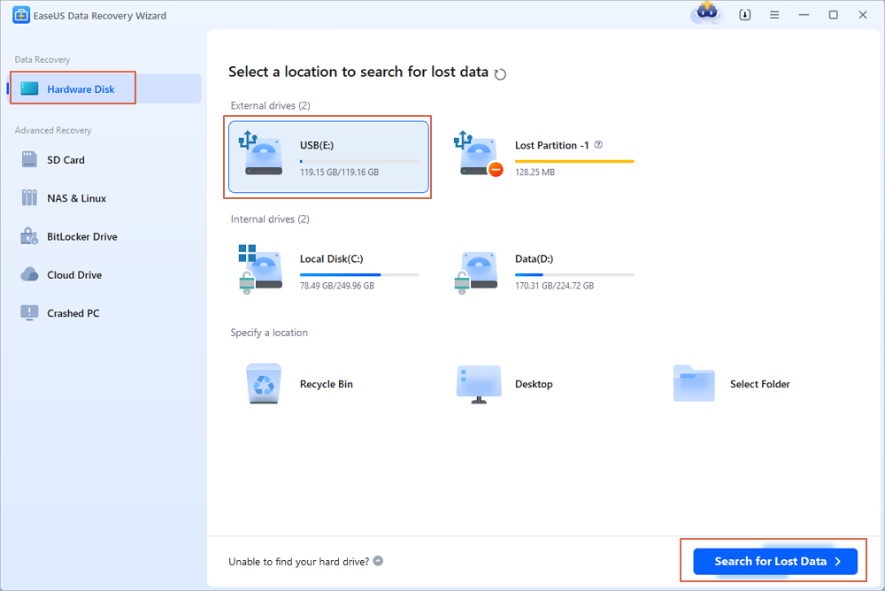 select the USB drive