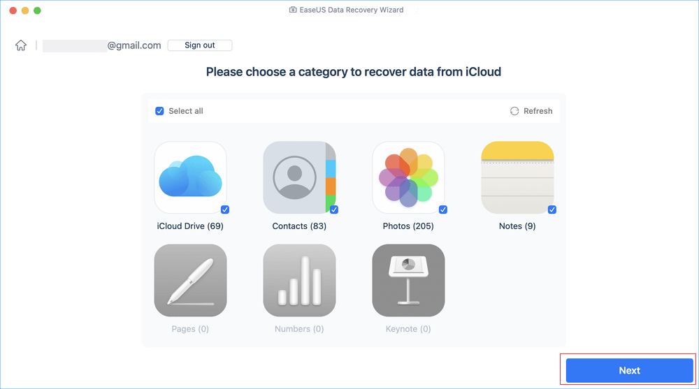 iCloud Drive 카테고리를 선택하세요